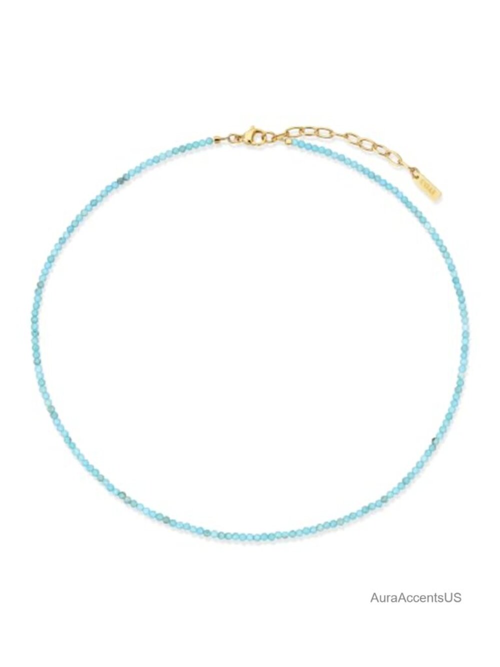 18K Gold Plated Stainless Steel Beaded Necklace Adjustable Dainty